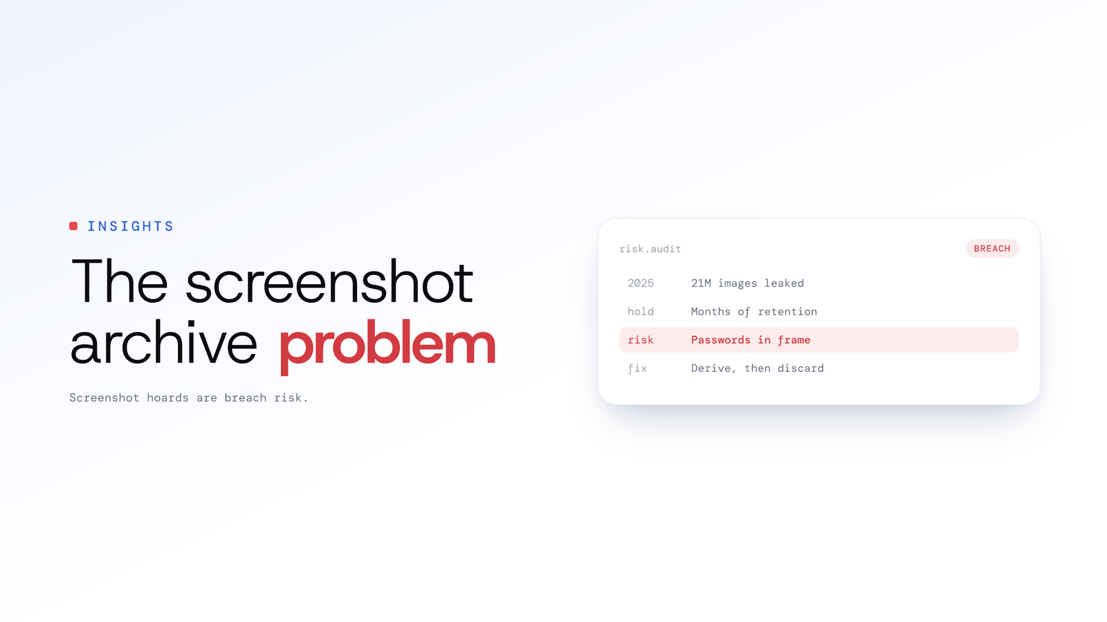The Screenshot Archive Problem: Risk Data