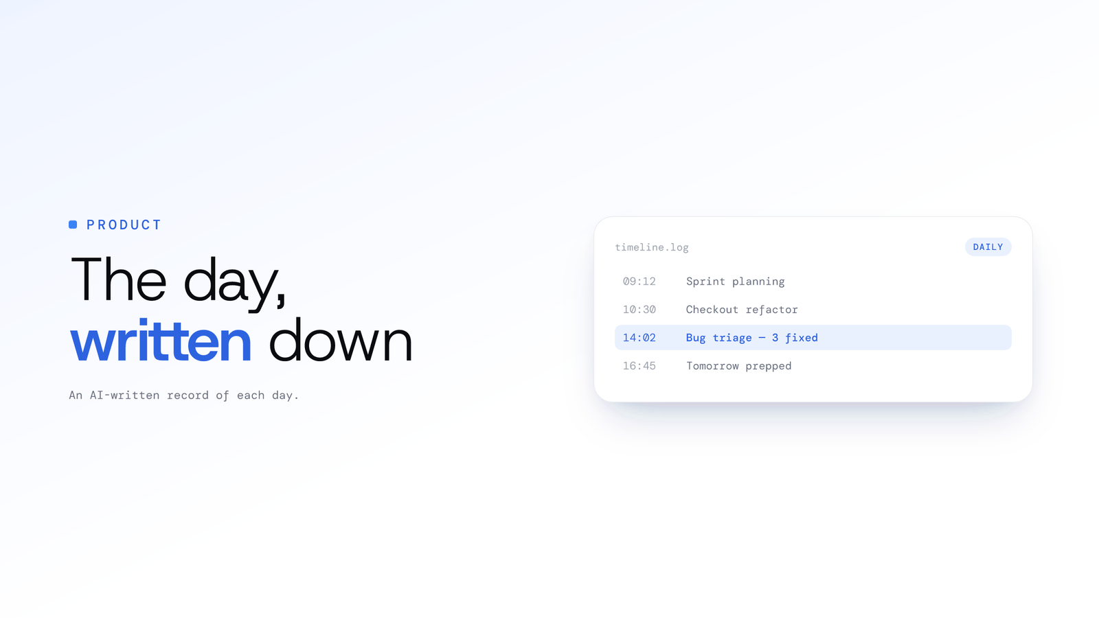 Employee Work Timeline: AI Daily Work Log