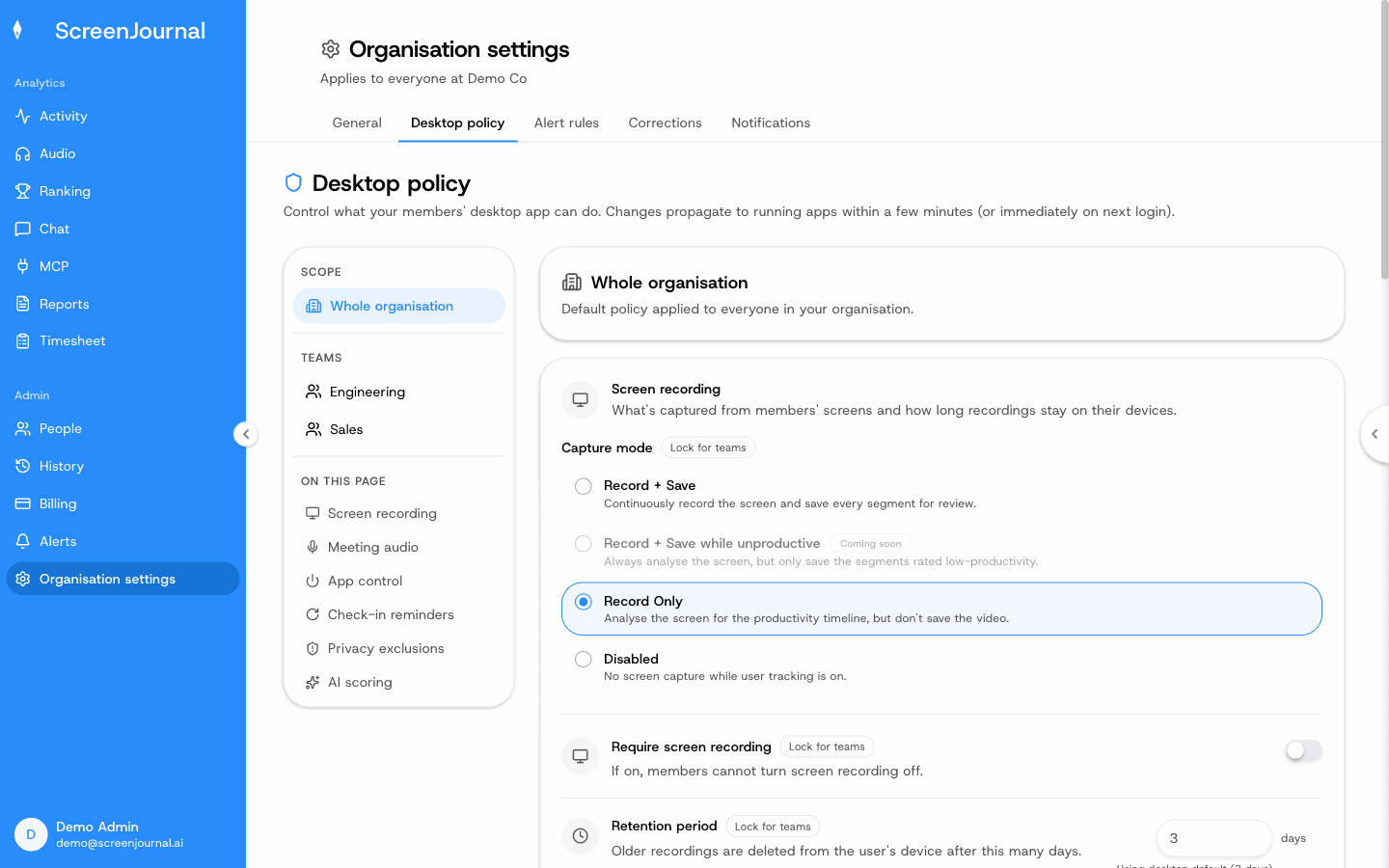 Desktop policy