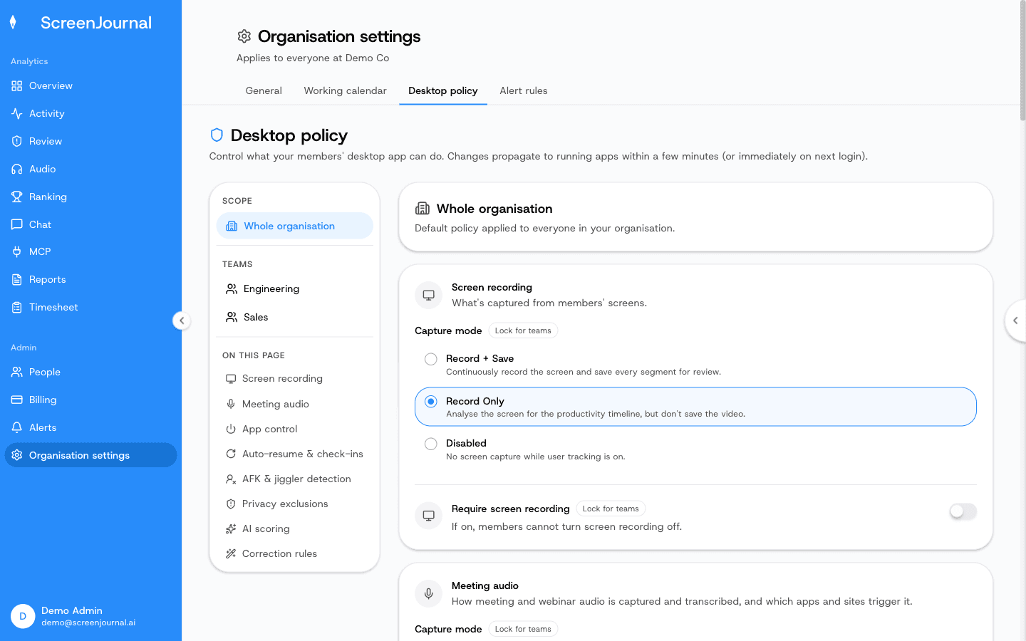 Desktop policy